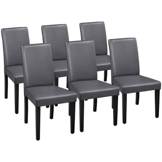 Armless Faux Leather Dining Chairs, Set of 6, High Back — side view