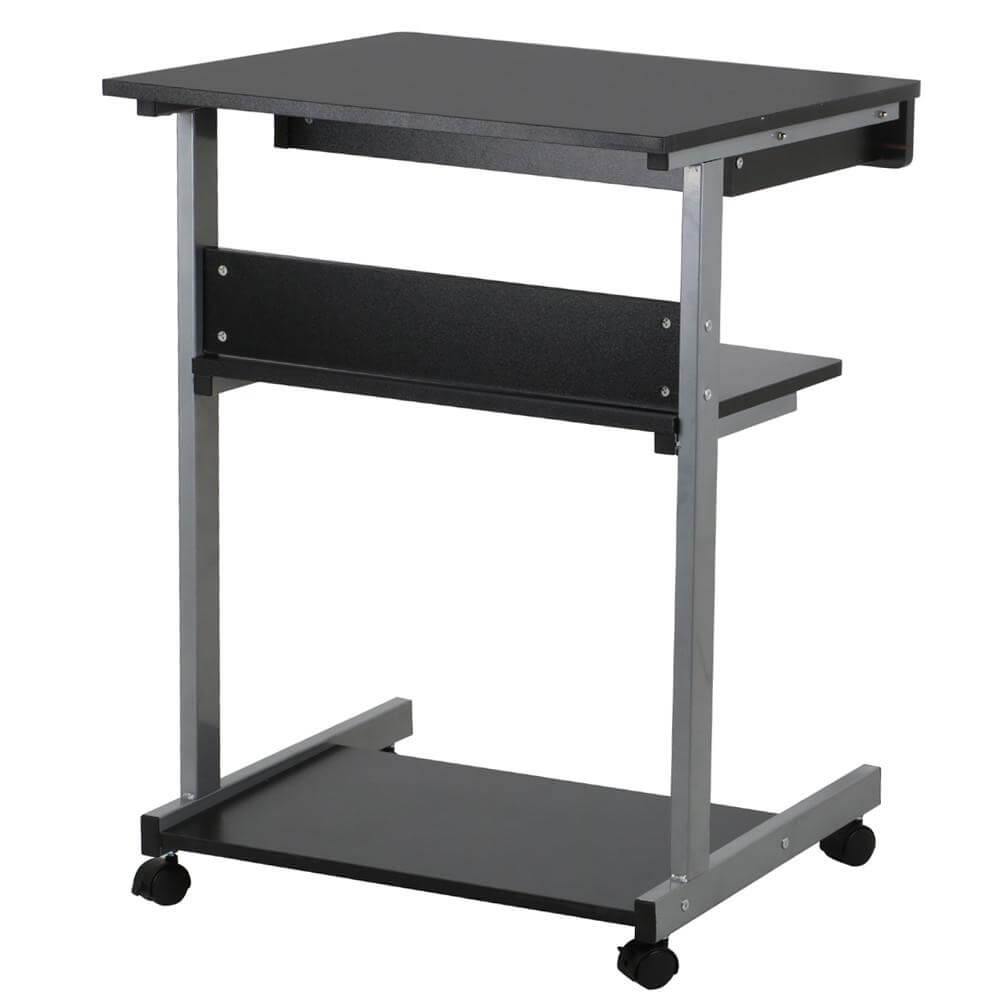 Rolling Laptop Desk with Storage Drawer & Locking Casters — alternate angle