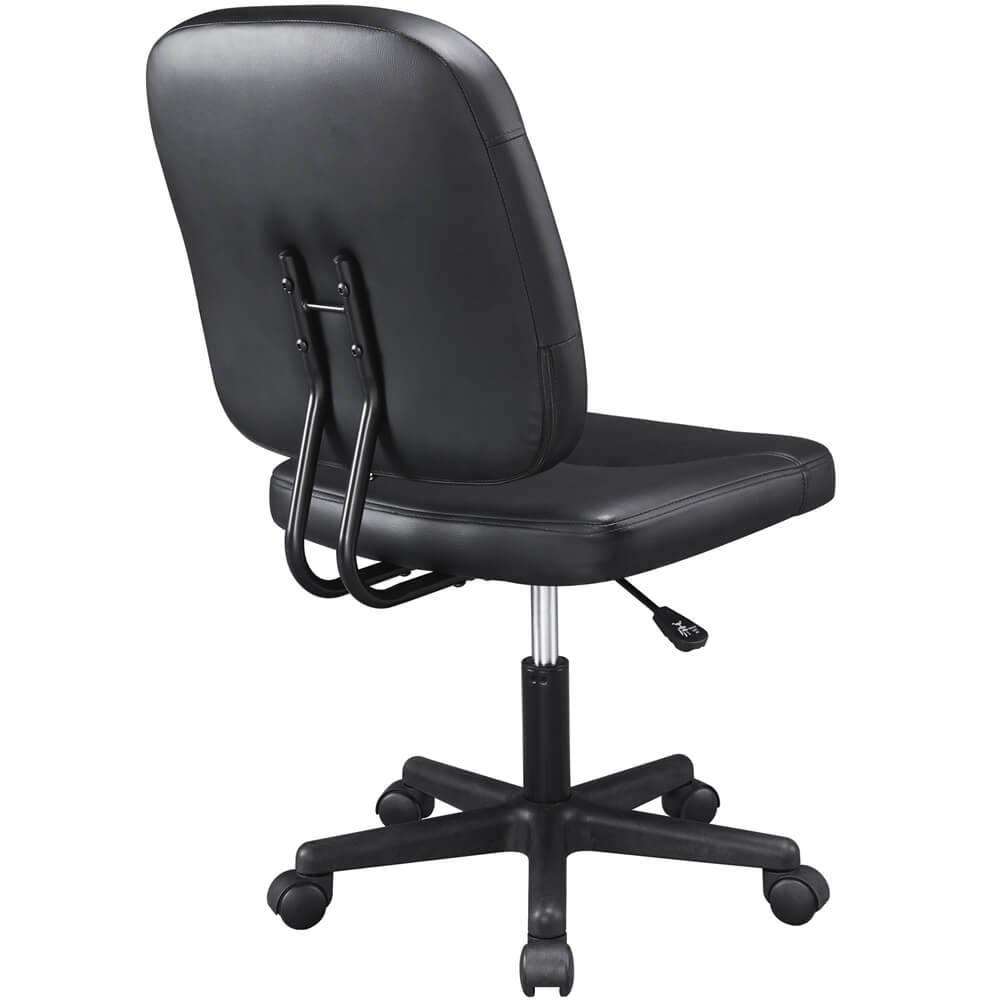 Armless Mid-Back Office Chair with Adjustable Height, Faux Leather — detail view
