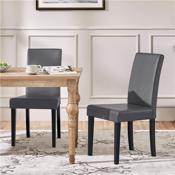 Armless Faux Leather Dining Chairs, Set of 6, High Back — detail view