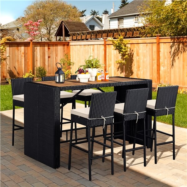 7-Piece Outdoor Bar Set Table and Chairs Position 8