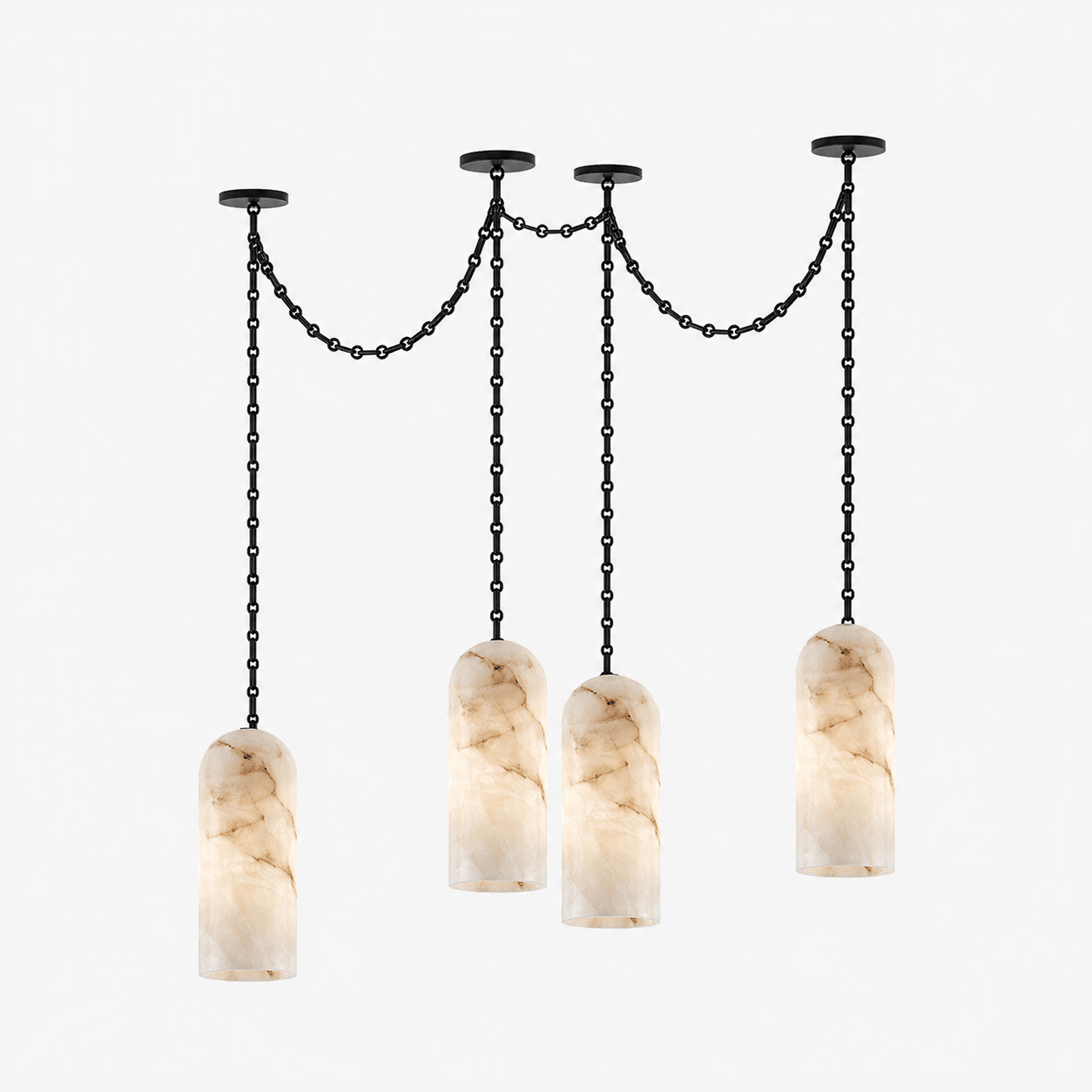 Cascading Capsule Chandelier with Adjustable Heads