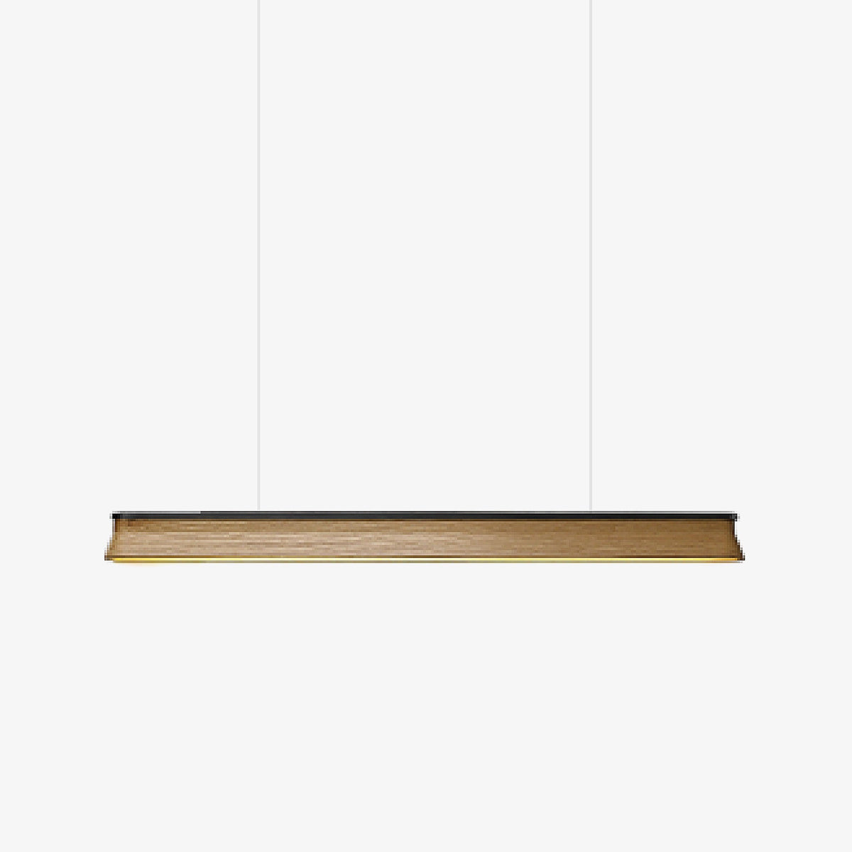 Slim Linear Wood Chandelier with Dimmable Light