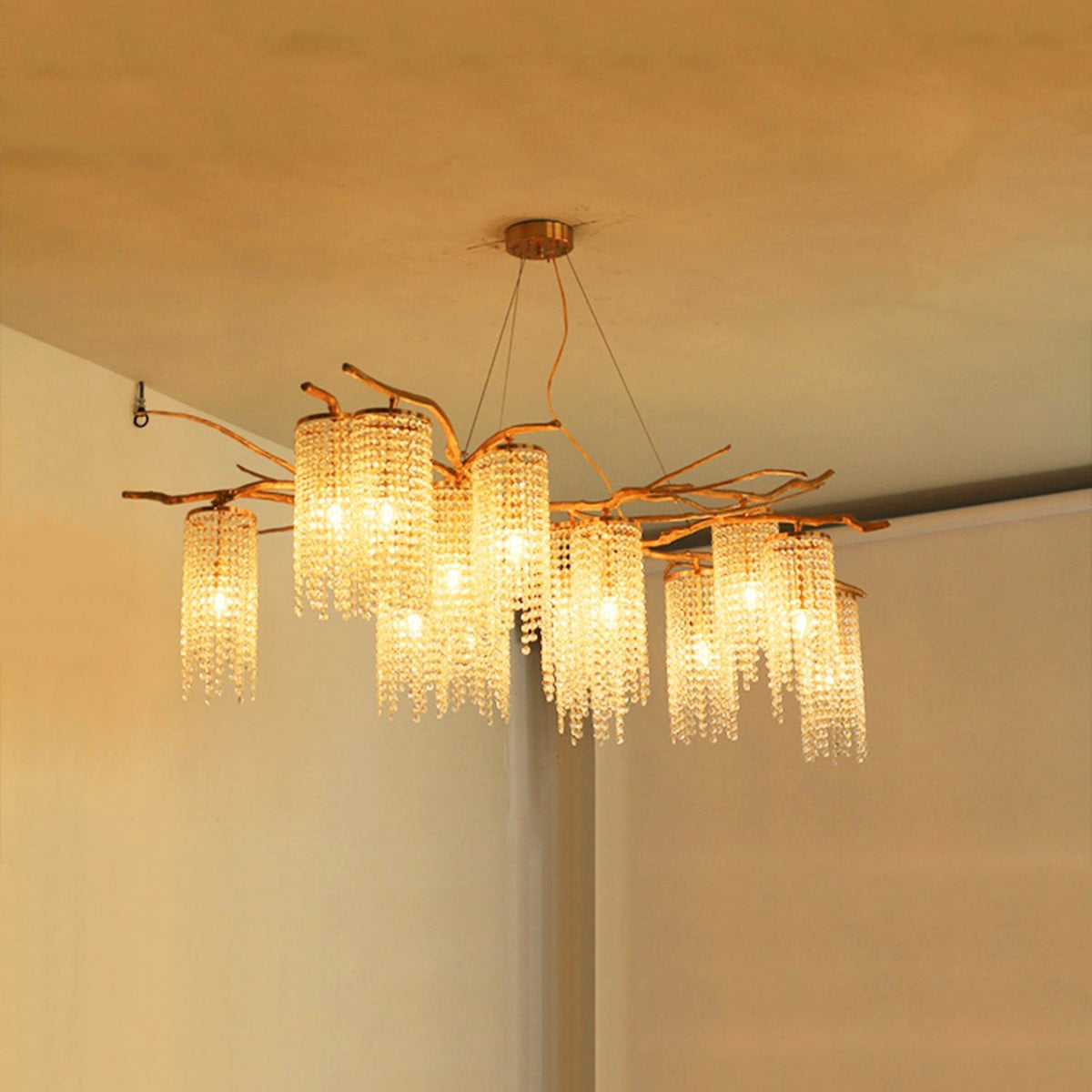 Art Glass Crystal Chandelier with Adjustable Lighting