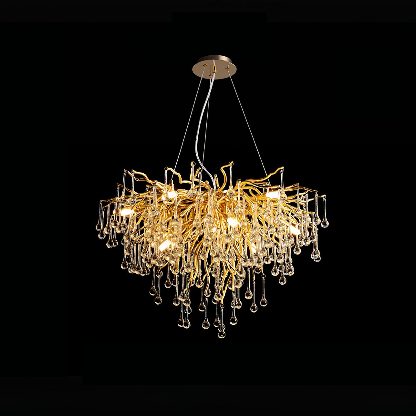 Teardrop Crystal Chandelier with Dimmable Light