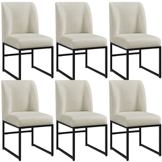 Armless Upholstered Dining Chairs, Set of 6, with Winged Backrest — side view