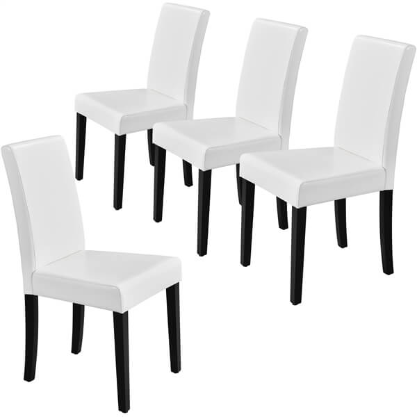 Faux Leather Parson Dining Chairs, Set of 4, with Anti-Skid Feet — side view