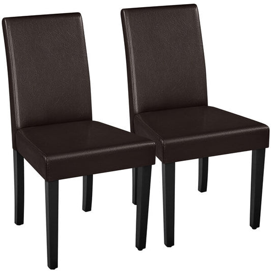Armless Faux Leather Dining Chairs, Set of 2, High Back — side view