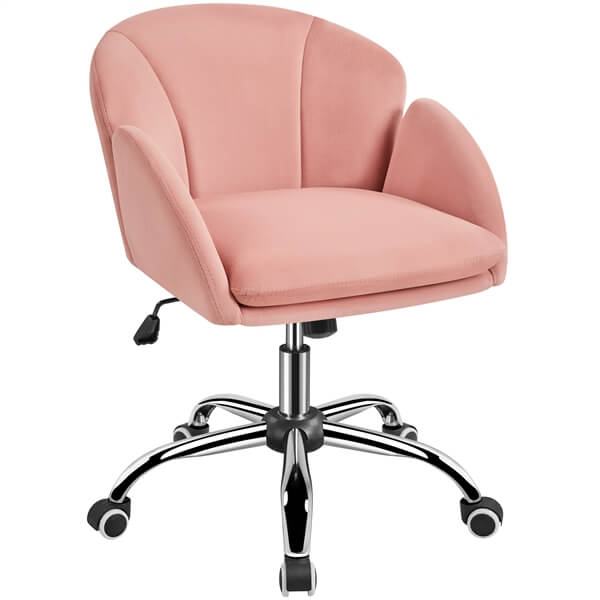 Velvet Petal-Shaped Desk Chair with Removable Cushion Cover — side view