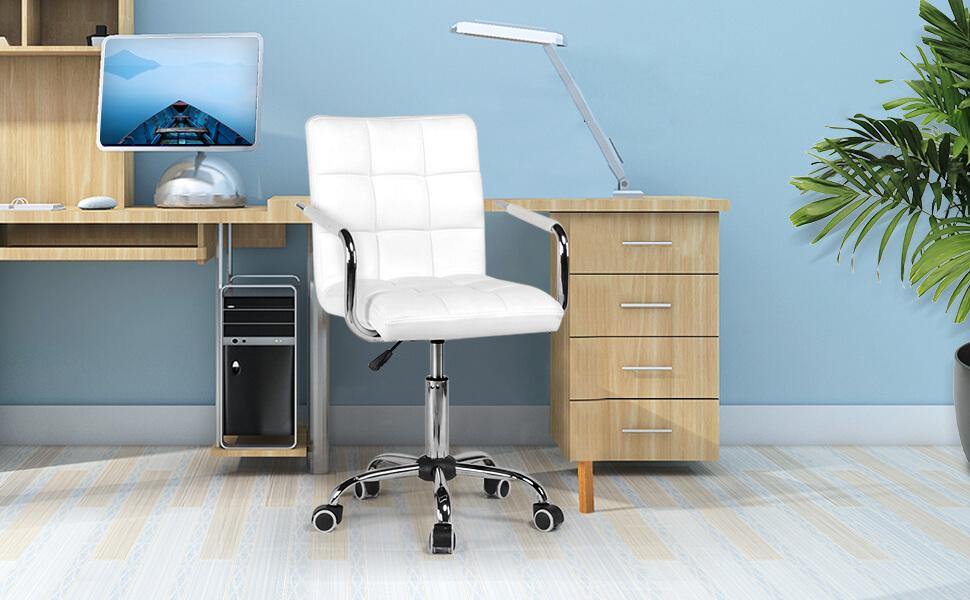 Modern PU Leather Office Chair with Adjustable Height & Armrests — front view