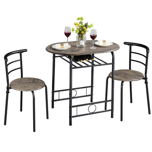 3-Piece Round Dining Table Set with Storage Rack — side view