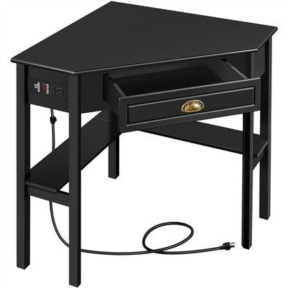 L-Shaped Corner Computer Desk with Built-In Power Outlet — side view