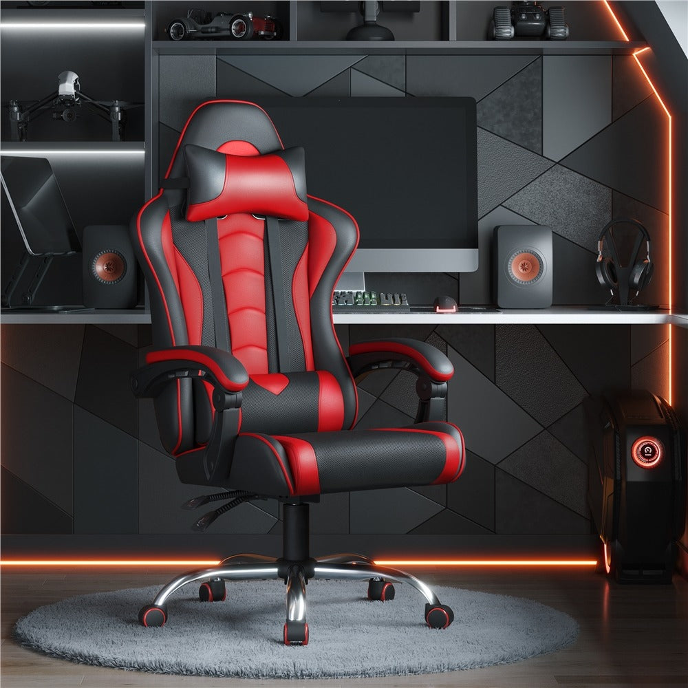 Office Chair with Adjustable Headrest & USB Massage Lumbar Support — detail view