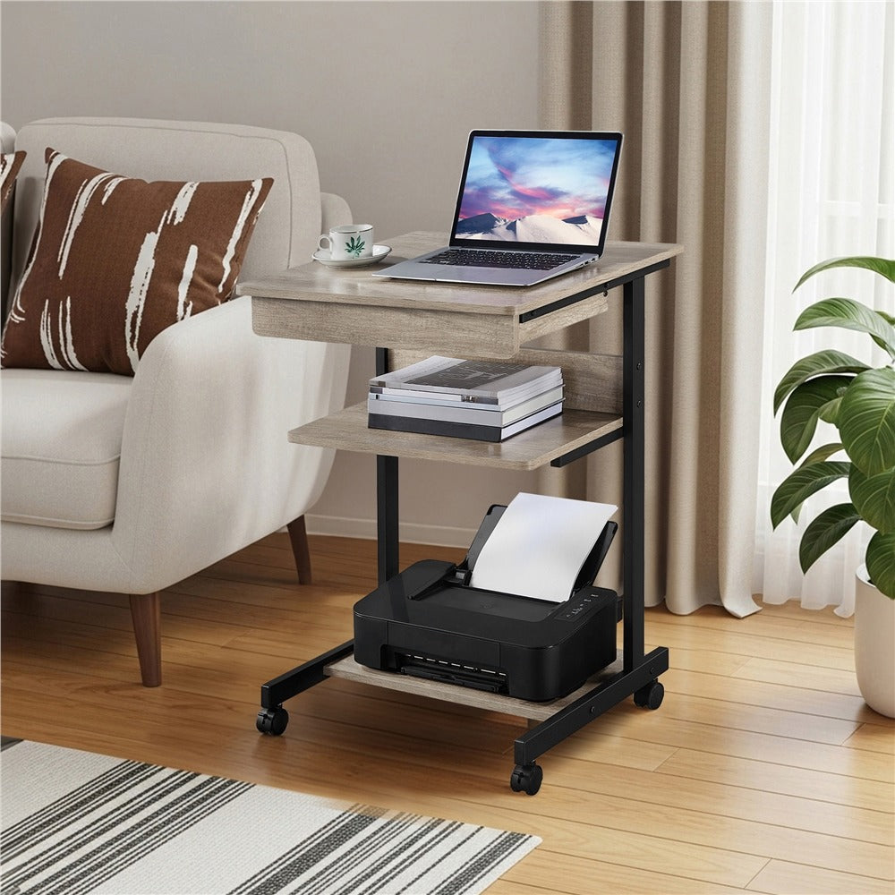 Rolling Computer Desk with Drawer & Keyboard Tray — alternate angle