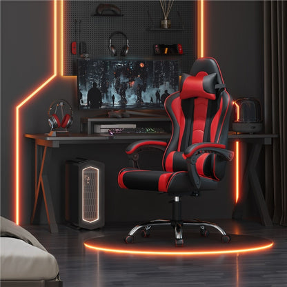 Office Chair with Adjustable Headrest & USB Massage Lumbar Support — side view