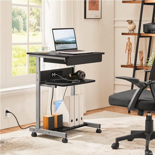 22-Inch Folding Laptop Table with Built-In Power Outlet — front view