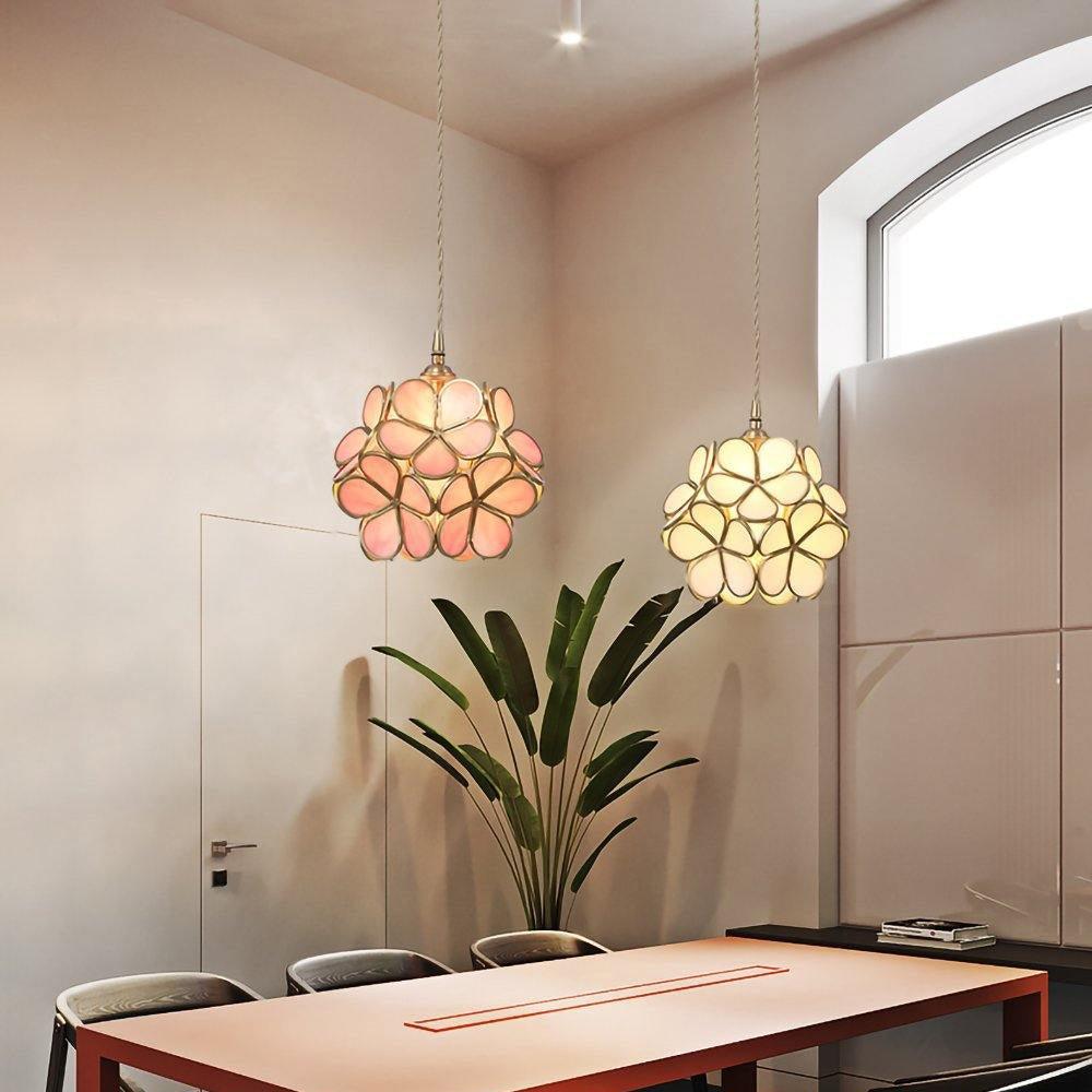 Glass Petal Pendant Light, Soft Ambient Glow — side view