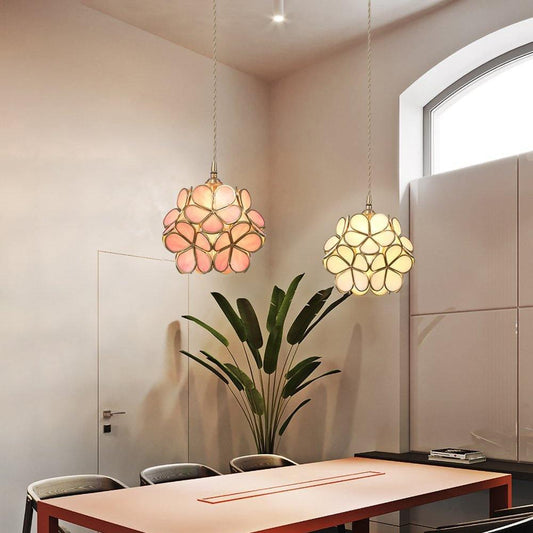 Glass Petal Pendant Light, Soft Ambient Glow — side view