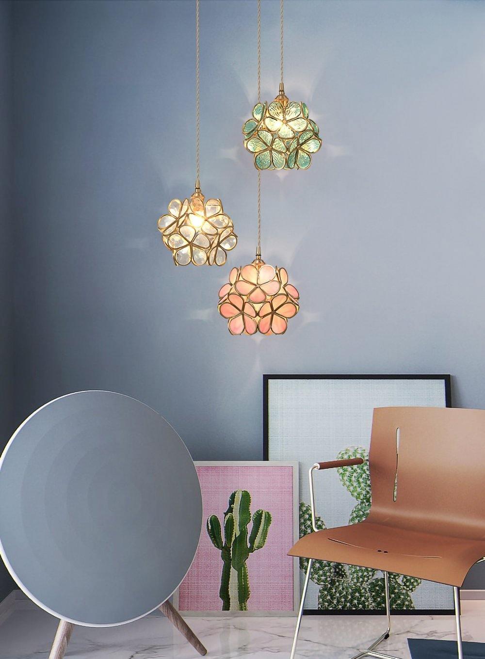 Glass Petal Pendant Light, Soft Ambient Glow — alternate angle