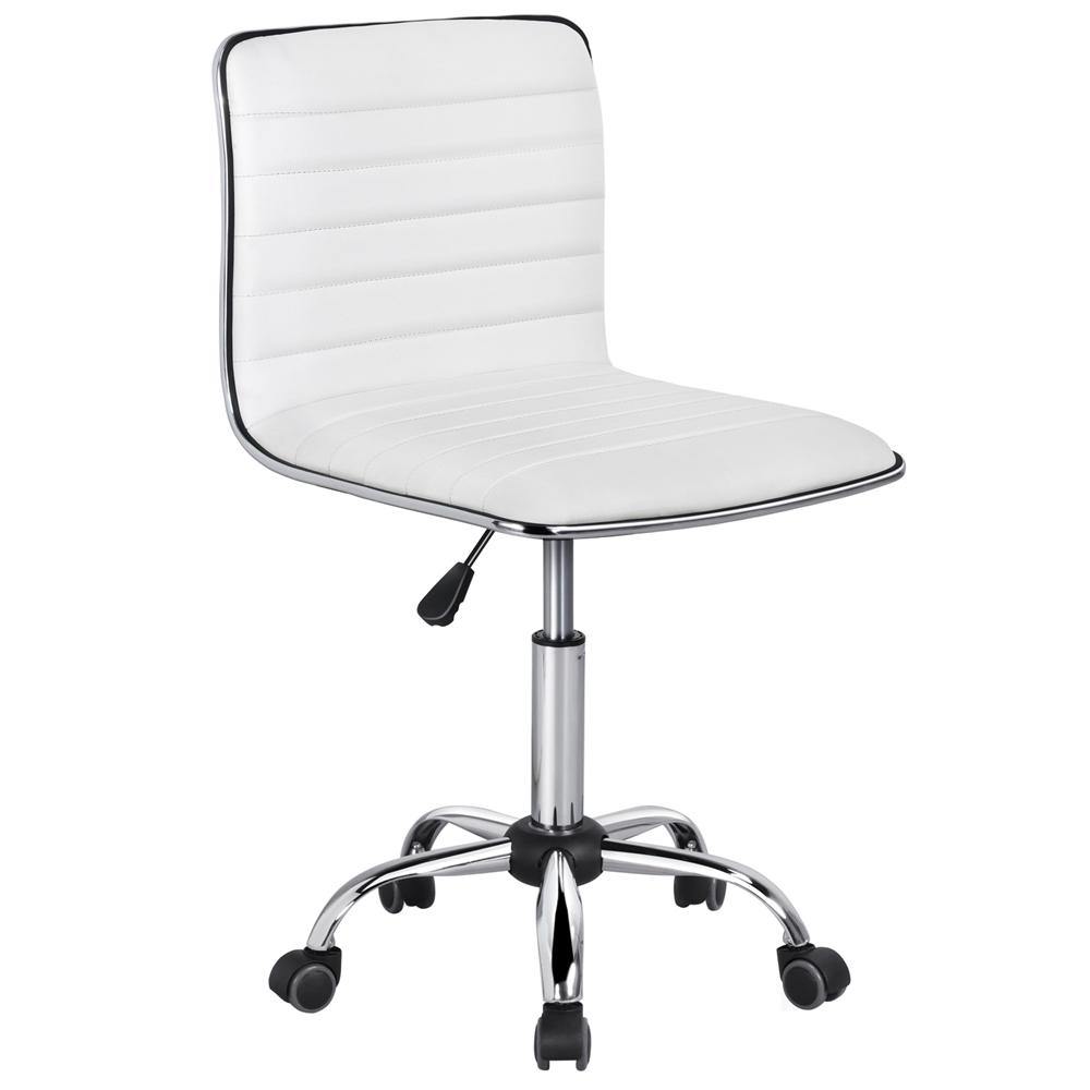 PU Leather Low-Back Office Chair with Adjustable Height & Chrome Base — detail view