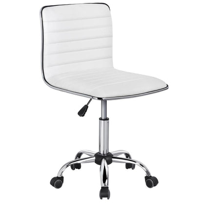PU Leather Low-Back Office Chair with Adjustable Height & Chrome Base — detail view