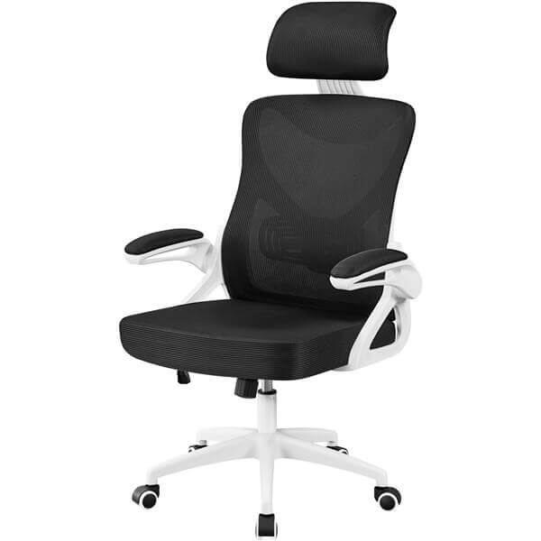 High-Back Mesh Office Chair with Flip-Up Armrests & Lumbar Support — front view