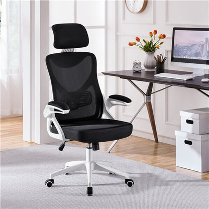 High-Back Mesh Office Chair with Flip-Up Armrests & Lumbar Support — front view