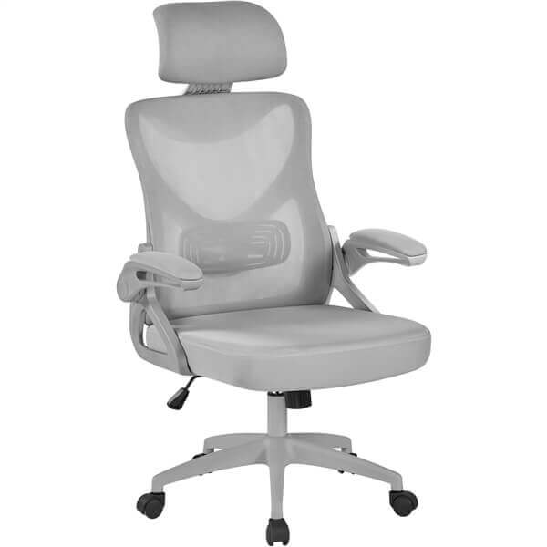 Brennware High-Back Mesh Office Chair Flip-Up Armrests Lumbar Support – alternate angle