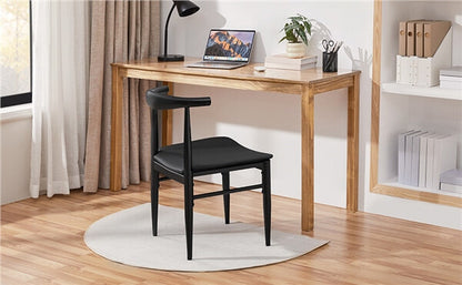 Armless PU Leather Dining Chairs with Curved Backrest — side view