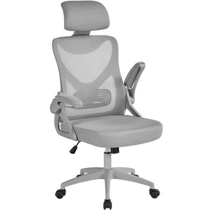 High-Back Mesh Office Chair with Flip-Up Armrests & Lumbar Support — side view