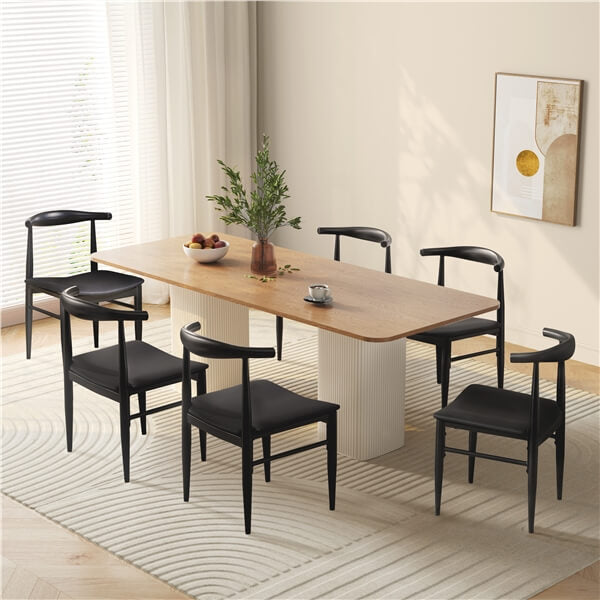 Armless PU Leather Dining Chairs with Curved Backrest — front view