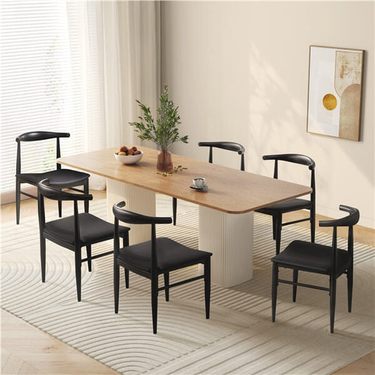 Armless PU Leather Dining Chairs with Curved Backrest — front view
