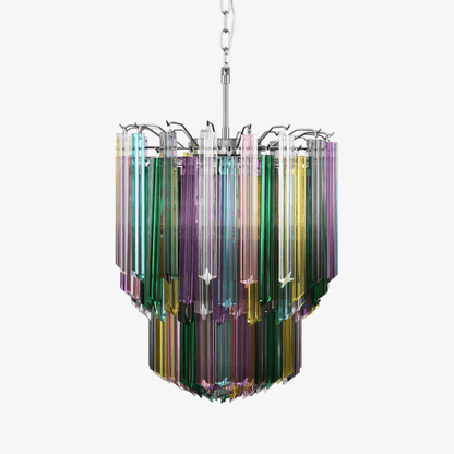 Colorful Prismatic Glass Chandelier with Adjustable Height — side view