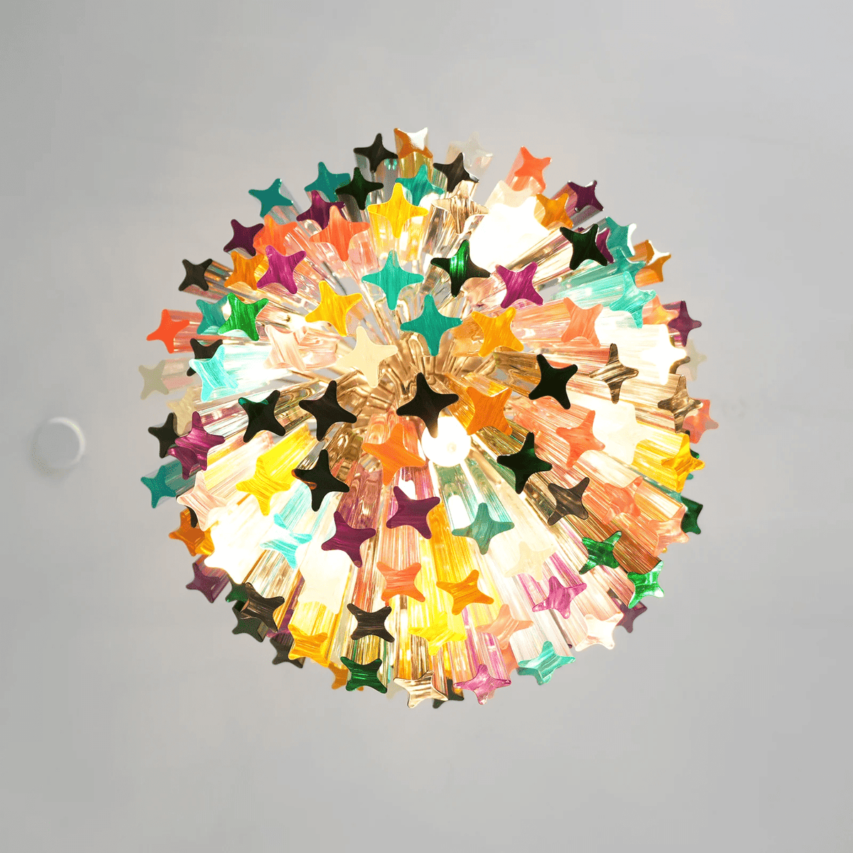 Colorful Prismatic Glass Chandelier with Adjustable Height