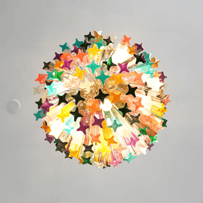 Colorful Prismatic Glass Chandelier with Adjustable Height