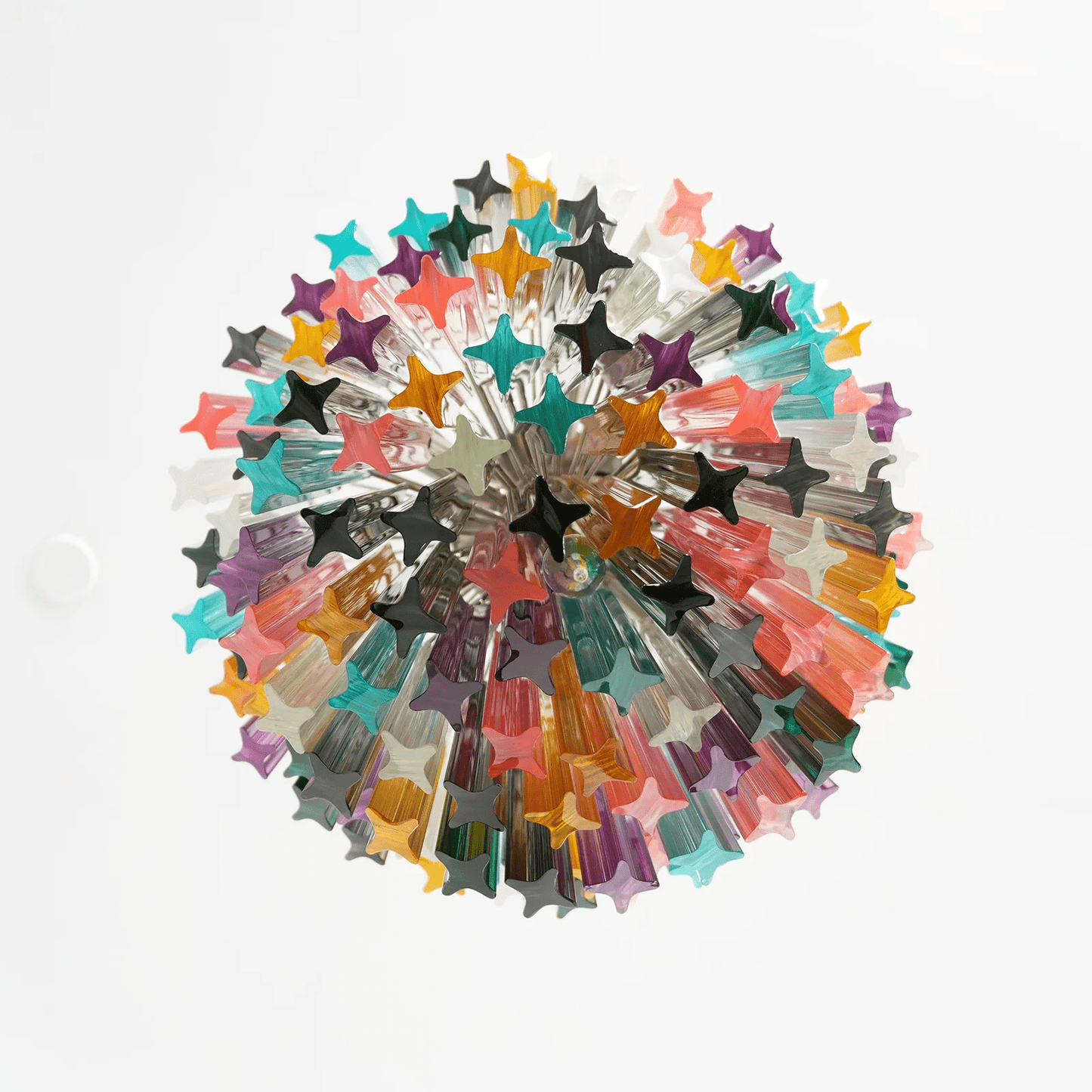 Colorful Prismatic Glass Chandelier with Adjustable Height
