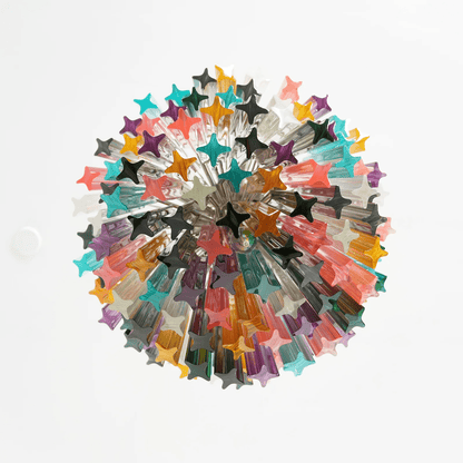 Colorful Prismatic Glass Chandelier with Adjustable Height