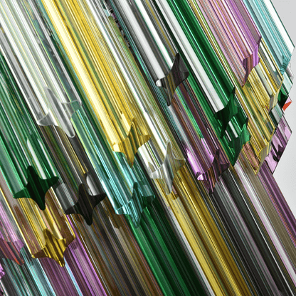 Colorful Prismatic Glass Chandelier with Adjustable Height