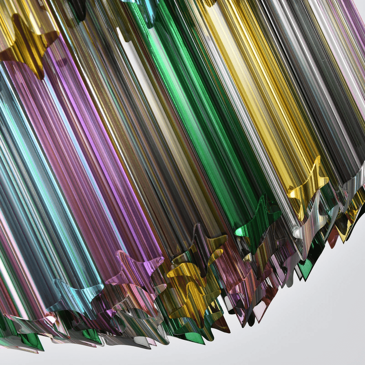 Colorful Prismatic Glass Chandelier with Adjustable Height