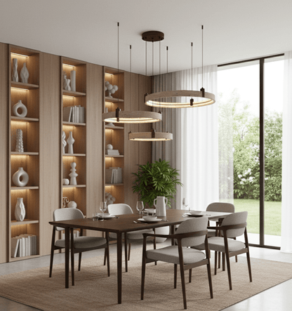 Celestial Orbit Travertine Chandelier with Adjustable Height