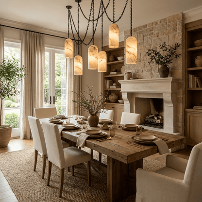 Cascading Capsule Chandelier with Adjustable Heads