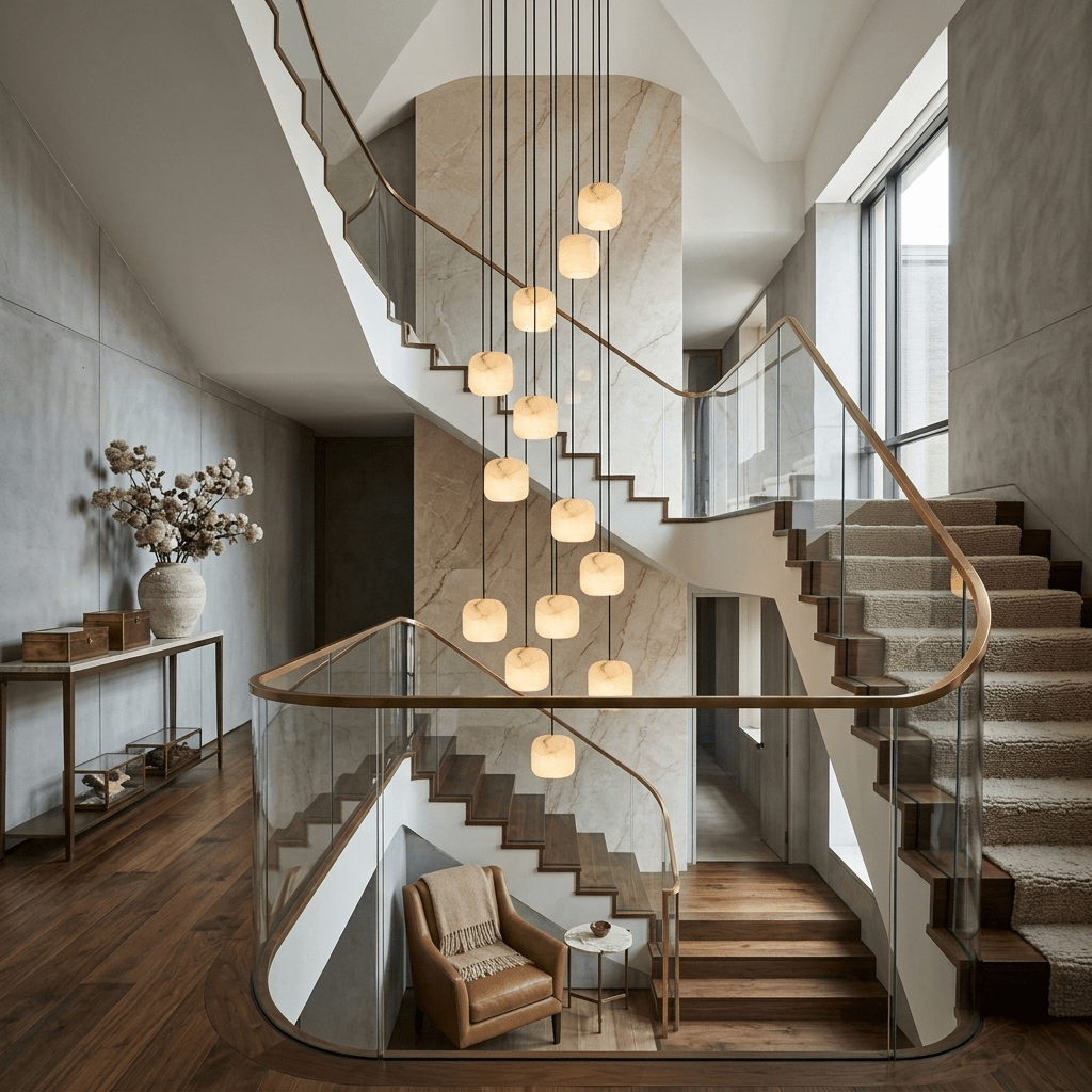 Alabaster Cluster Chandelier with Adjustable Brightness