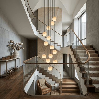 Alabaster Cluster Chandelier with Adjustable Brightness