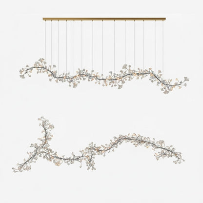 Porcelain Ginkgo Chandelier - Handcrafted, Energy Efficient Lighting — front view