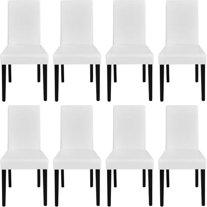 Faux Leather Dining Chairs, Set of 8, High-Backed Design — side view