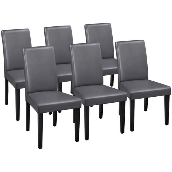 Armless Faux Leather Dining Chairs, Set of 6, High Back — side view