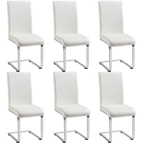 Faux Leather Dining Chairs, Set of 6, with Silver-Plated Legs — side view