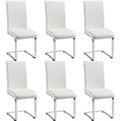 Faux Leather Dining Chairs, Set of 6, with Silver-Plated Legs — side view