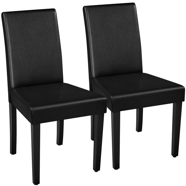 Armless Faux Leather Dining Chairs, Set of 2, High Back — front view