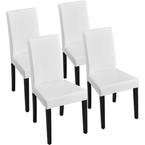 PU Leather Dining Chairs, Set of 4, with Curved Backrest — side view
